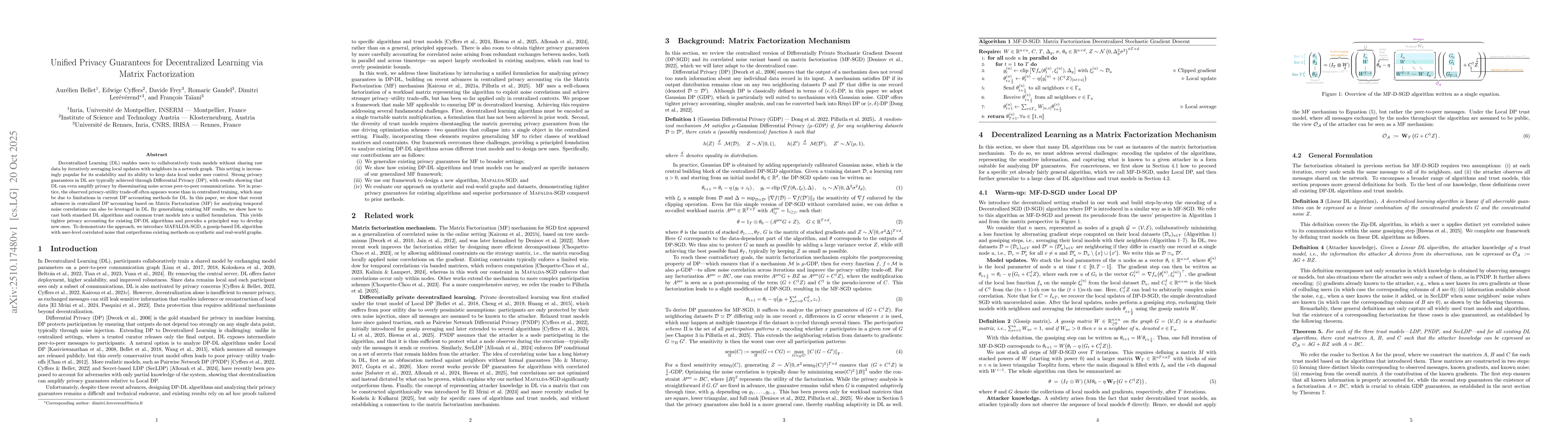 Thumbnail for Unified Privacy Guarantees for Decentralized Learning via Matrix
  Factorization