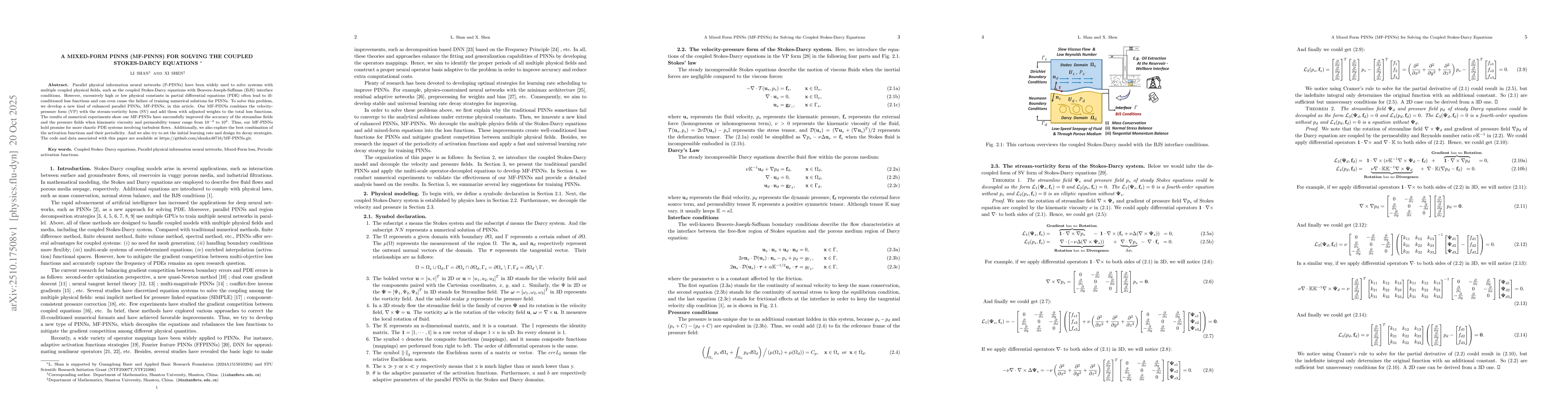 Thumbnail for A Mixed-Form PINNS (MF-PINNS) For Solving The Coupled Stokes-Darcy
  Equations