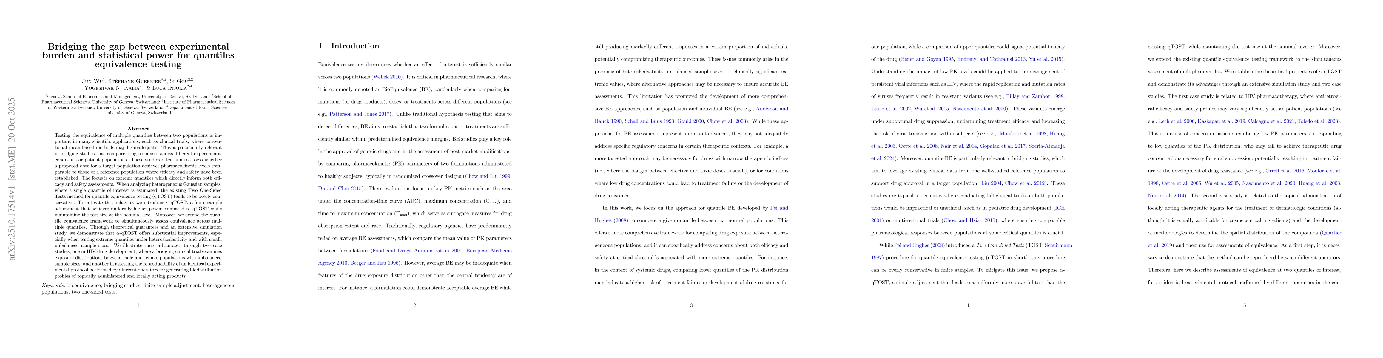 Thumbnail for Bridging the gap between experimental burden and statistical power for
  quantiles equivalence testing
