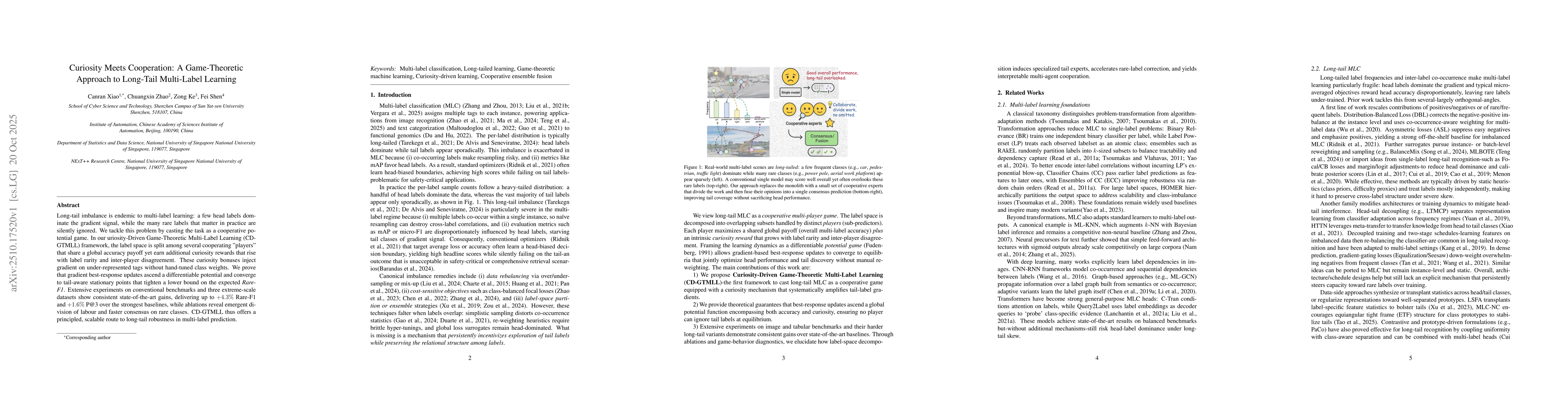 Thumbnail for Curiosity Meets Cooperation: A Game-Theoretic Approach to Long-Tail
  Multi-Label Learning