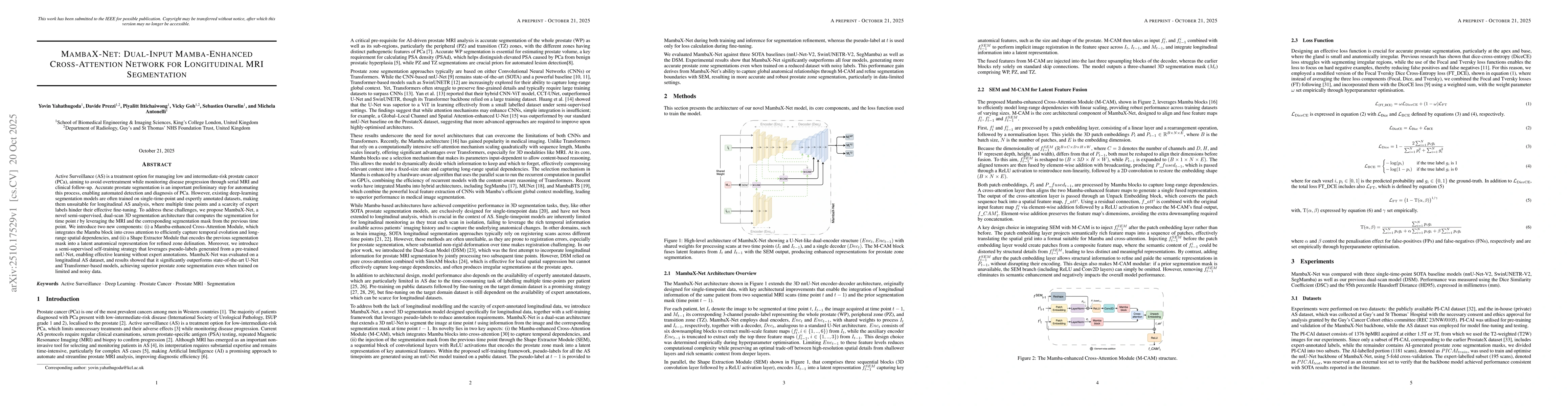Thumbnail for MambaX-Net: Dual-Input Mamba-Enhanced Cross-Attention Network for
  Longitudinal MRI Segmentation