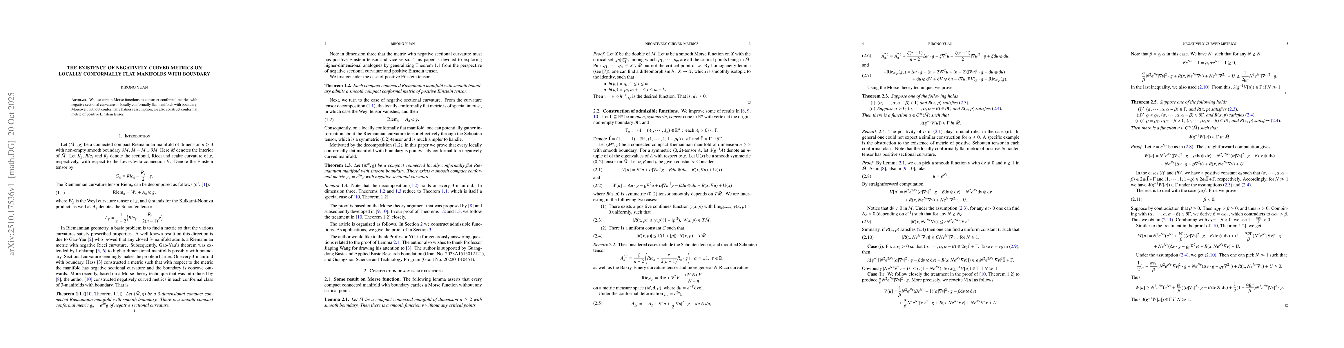 Thumbnail for The existence of negatively curved metrics on locally conformally flat
  manifolds with boundary