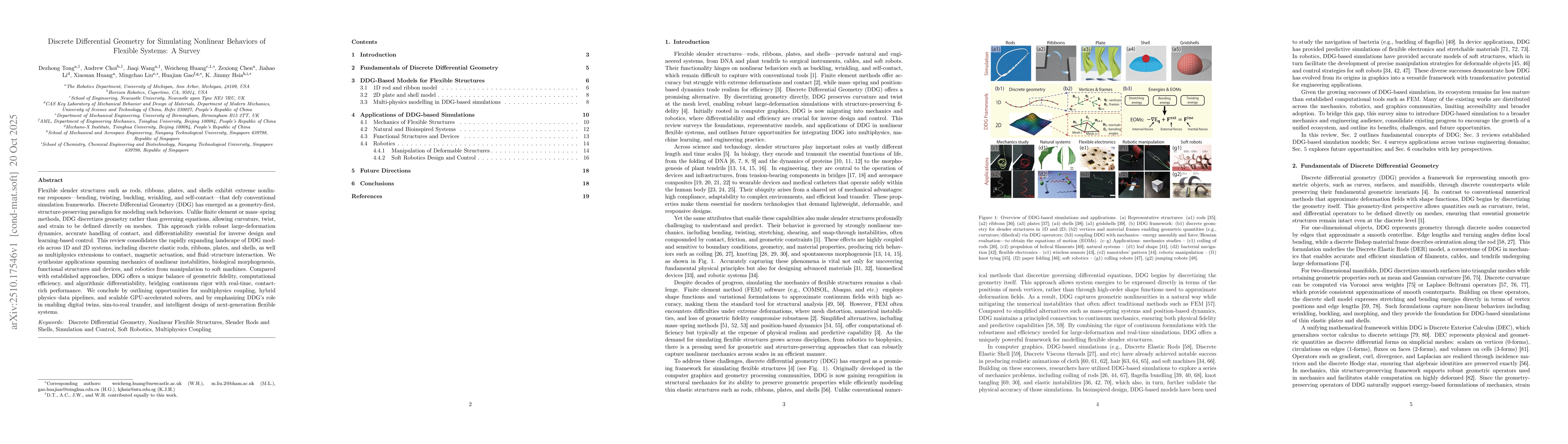 Thumbnail for Discrete Differential Geometry for Simulating Nonlinear Behaviors of
  Flexible Systems: A Survey