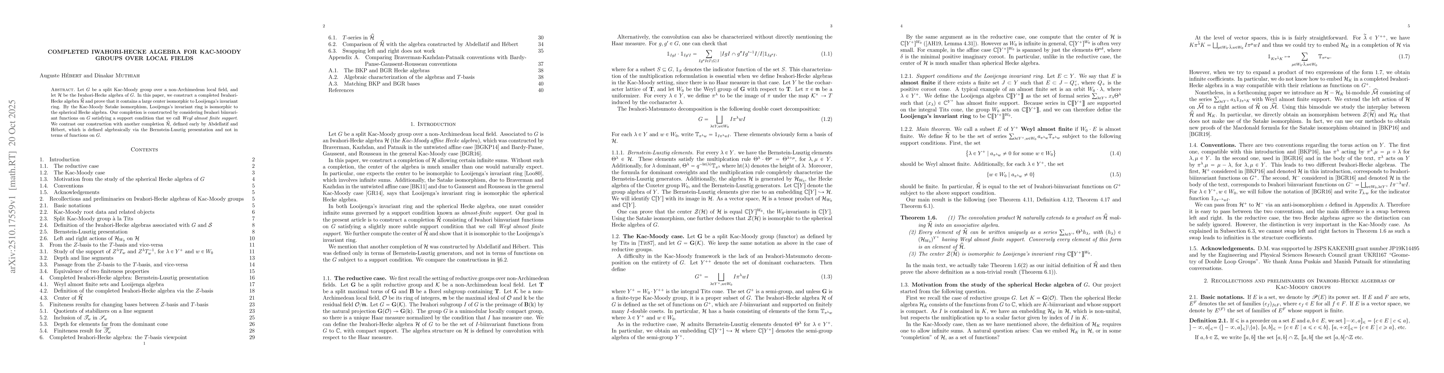 Thumbnail for Completed Iwahori-Hecke algebra for Kac-Moody groups over local fields