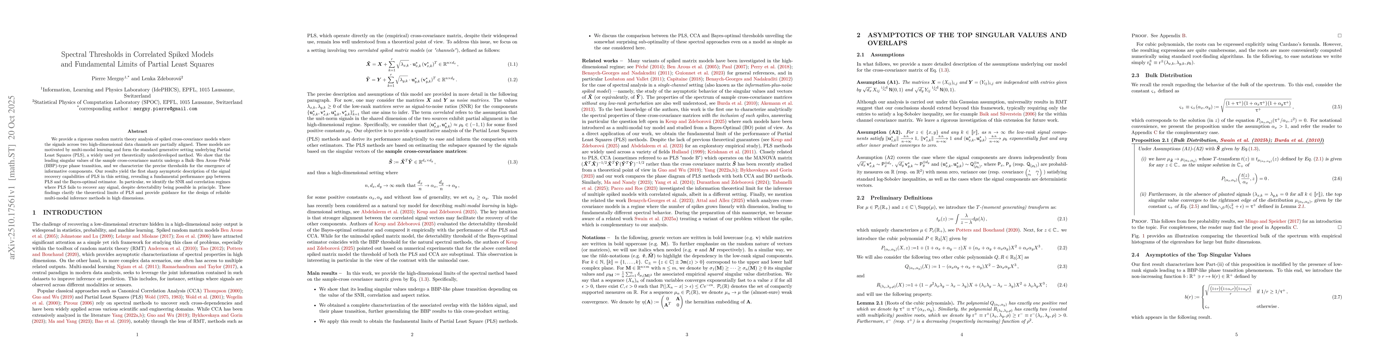 Thumbnail for Spectral Thresholds in Correlated Spiked Models and Fundamental Limits
  of Partial Least Squares
