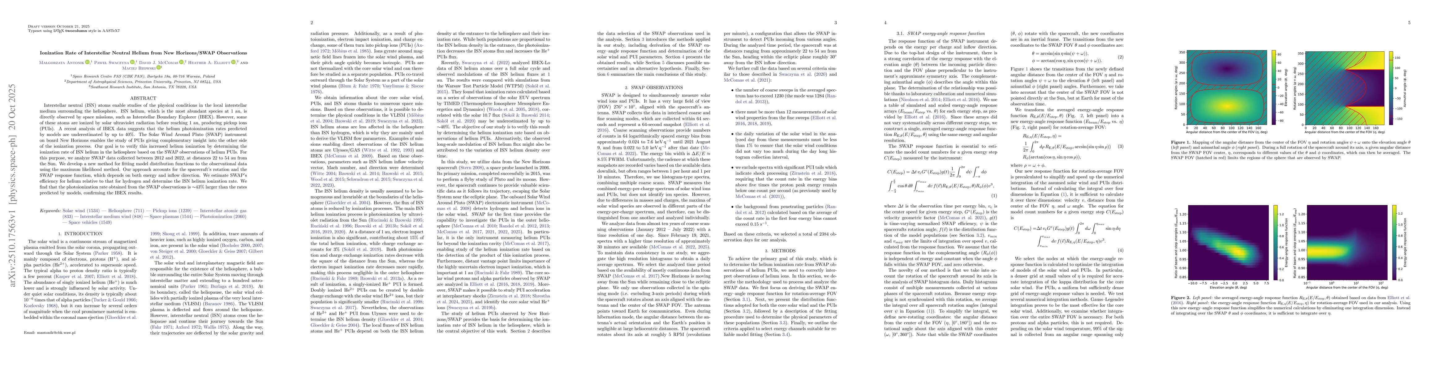 Thumbnail for Ionization Rate of Interstellar Neutral Helium from New Horizons/SWAP
  Observations