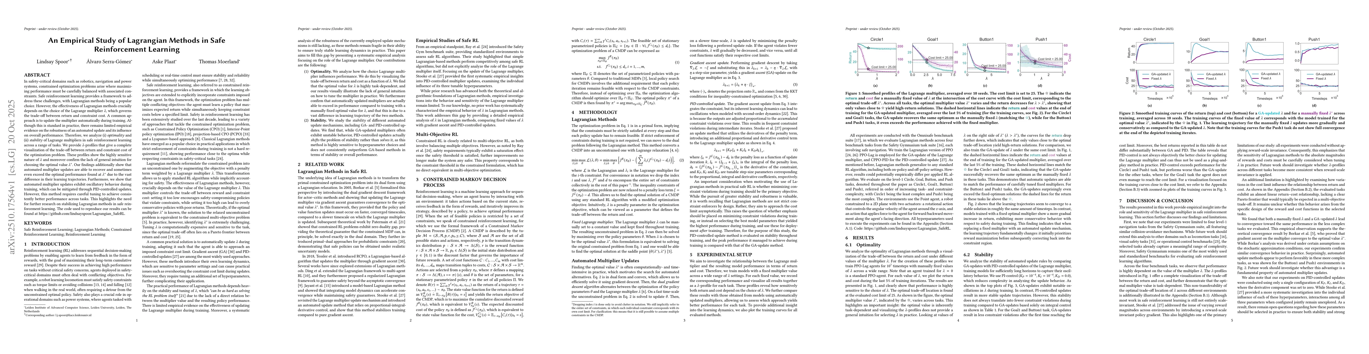Thumbnail for An Empirical Study of Lagrangian Methods in Safe Reinforcement Learning