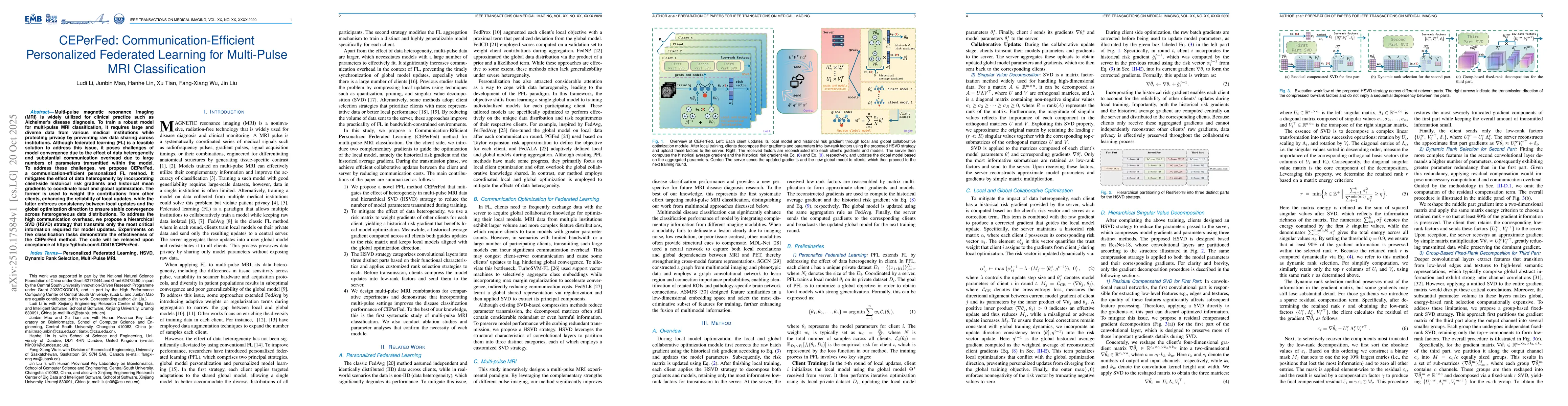 Thumbnail for CEPerFed: Communication-Efficient Personalized Federated Learning for
  Multi-Pulse MRI Classification