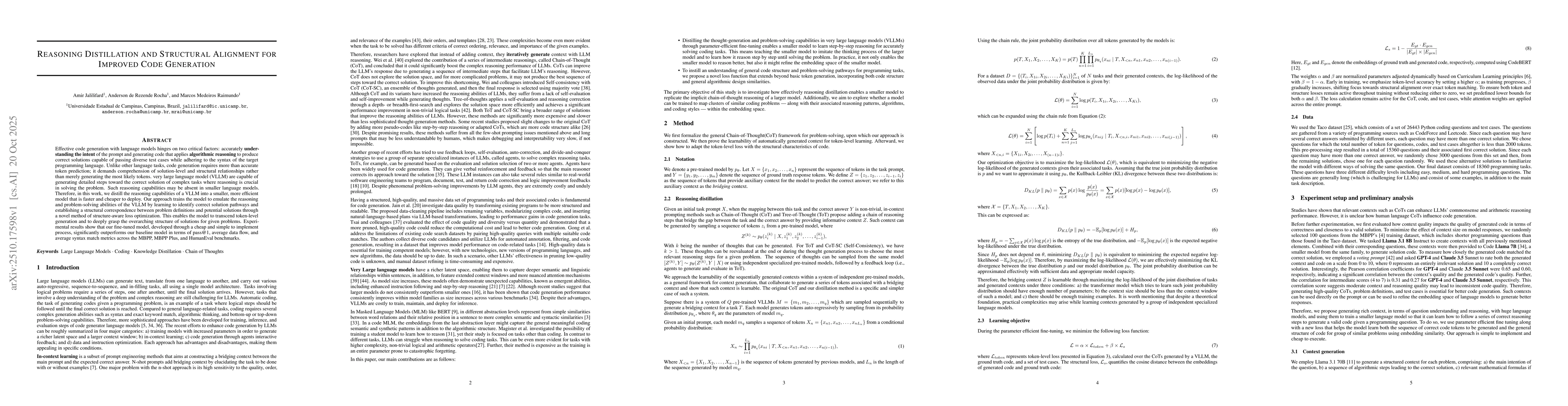 Thumbnail for Reasoning Distillation and Structural Alignment for Improved Code
  Generation