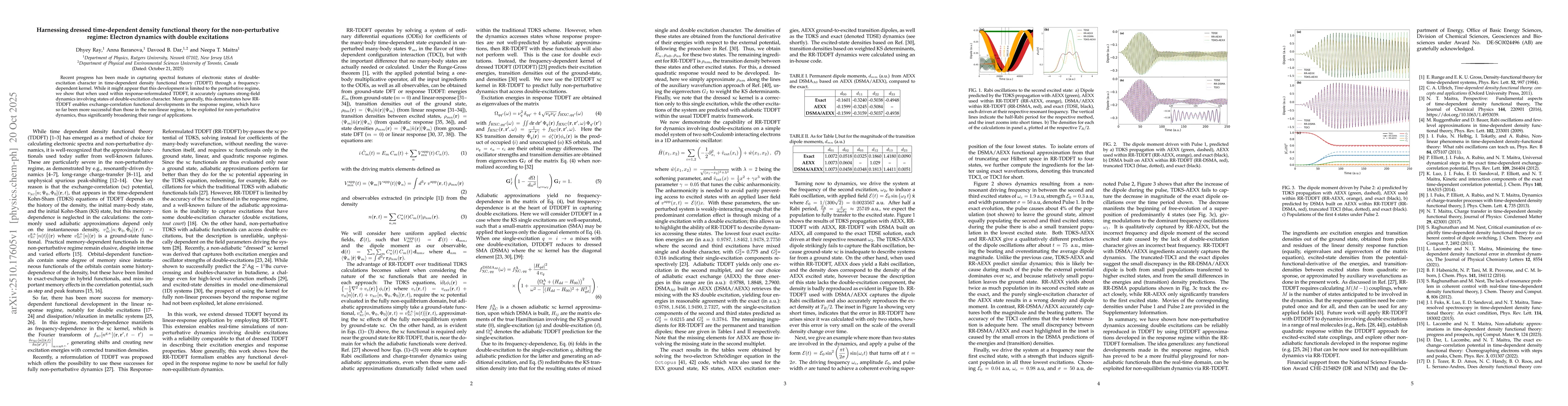 Thumbnail for Harnessing dressed time-dependent density functional theory for the
  non-perturbative regime: Electron dynamics with double excitations
