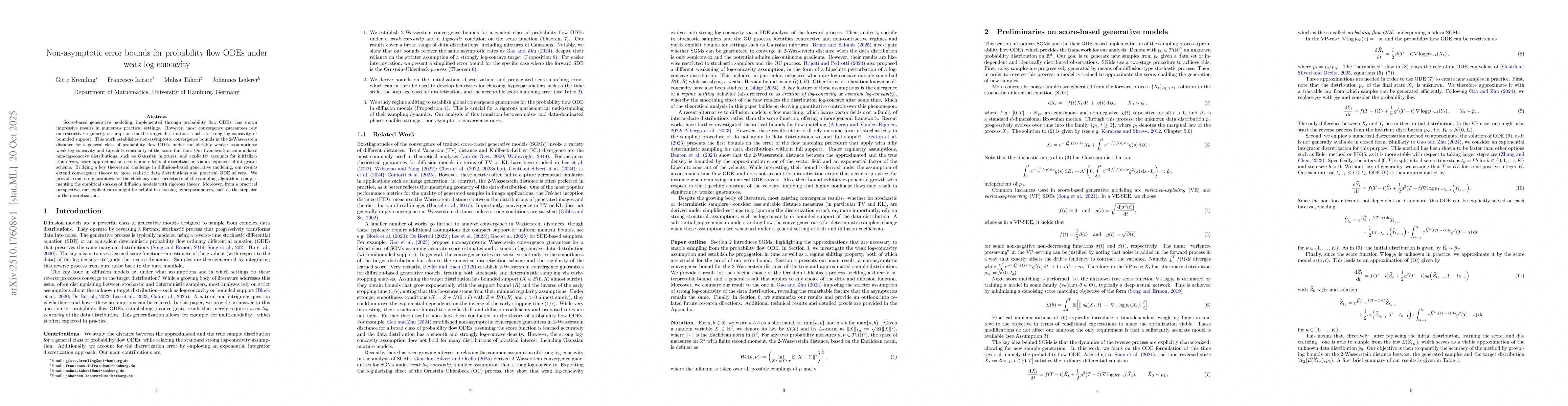 Thumbnail for Non-asymptotic error bounds for probability flow ODEs under weak
  log-concavity