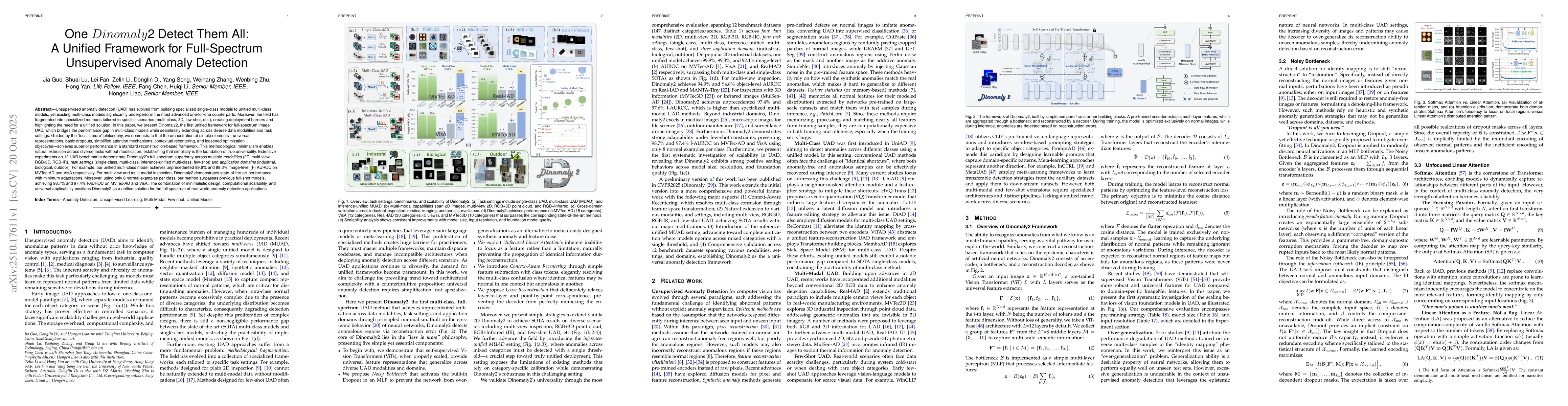 Thumbnail for One Dinomaly2 Detect Them All: A Unified Framework for Full-Spectrum
  Unsupervised Anomaly Detection