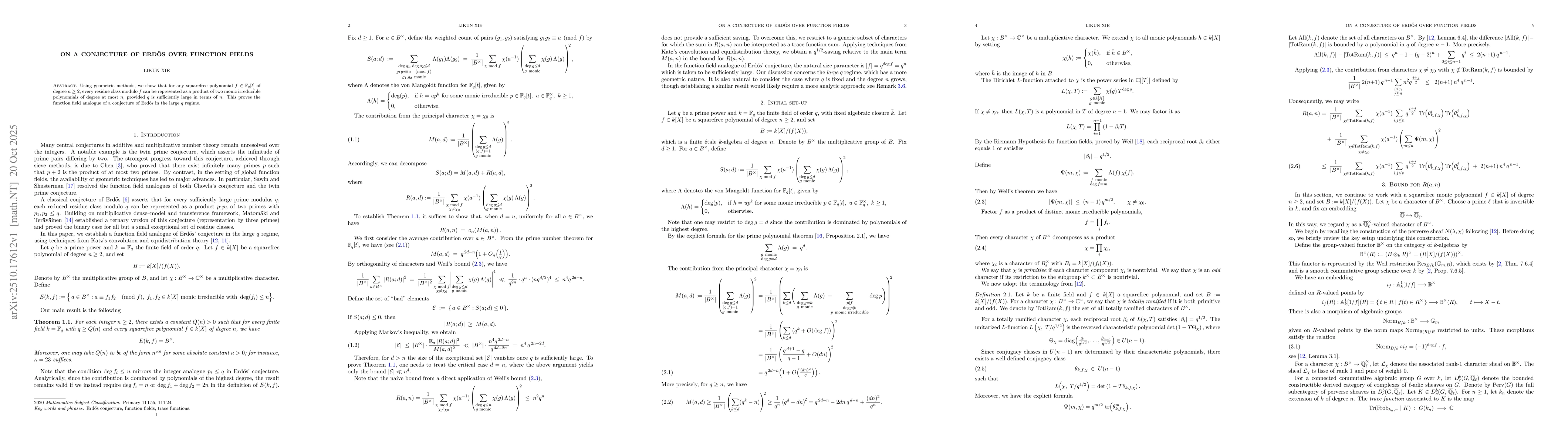 Thumbnail for On a Conjecture of Erdős over Function Fields