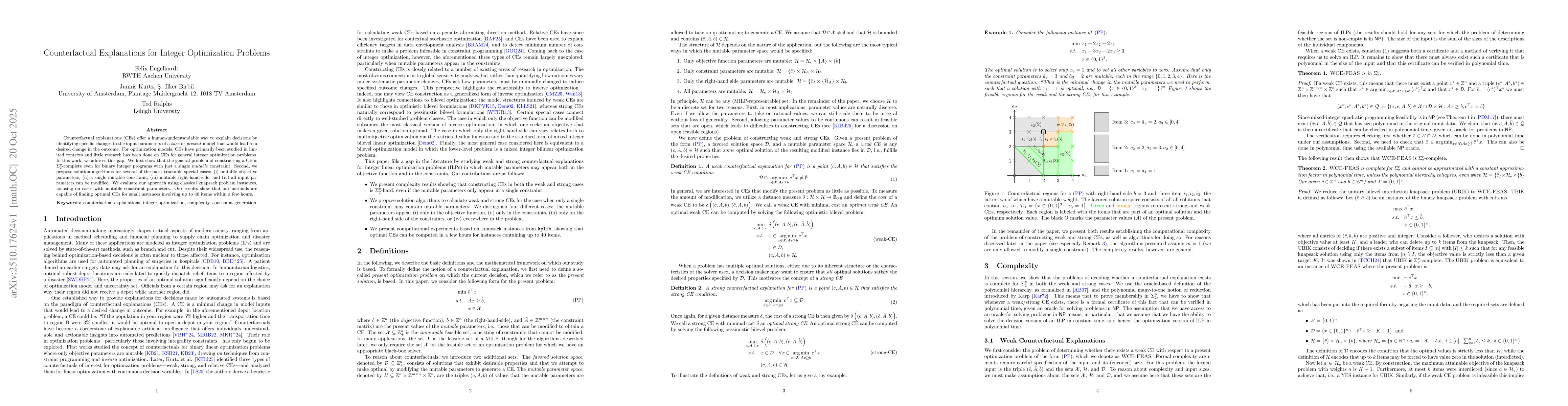 Thumbnail for Counterfactual Explanations for Integer Optimization Problems