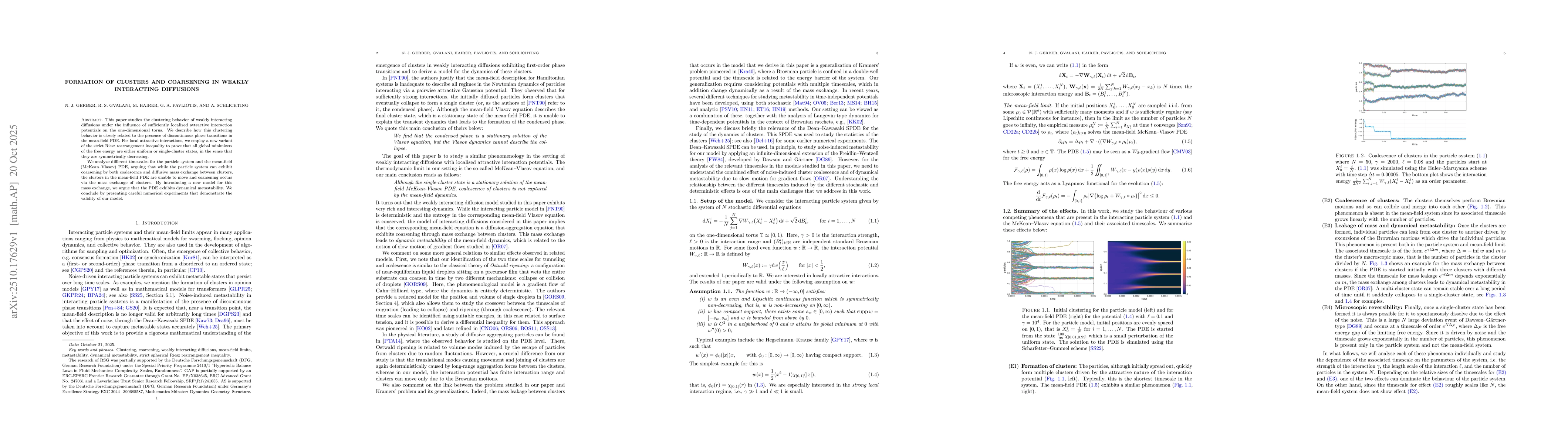 Thumbnail for Formation of clusters and coarsening in weakly interacting diffusions