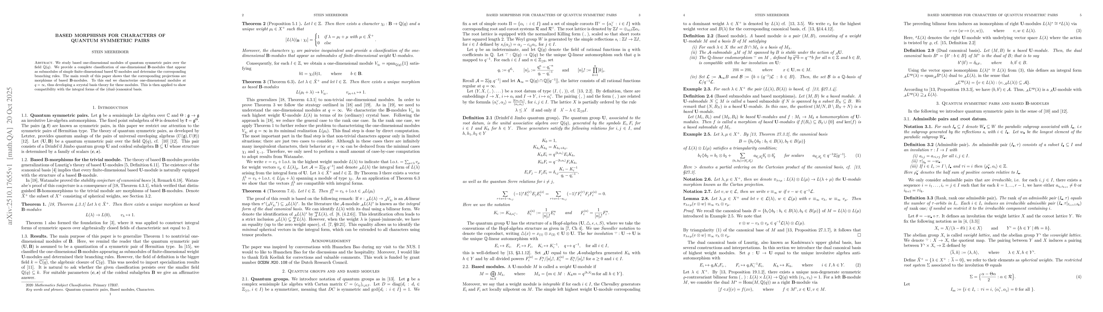 Thumbnail for Based morphisms for characters of quantum symmetric pairs