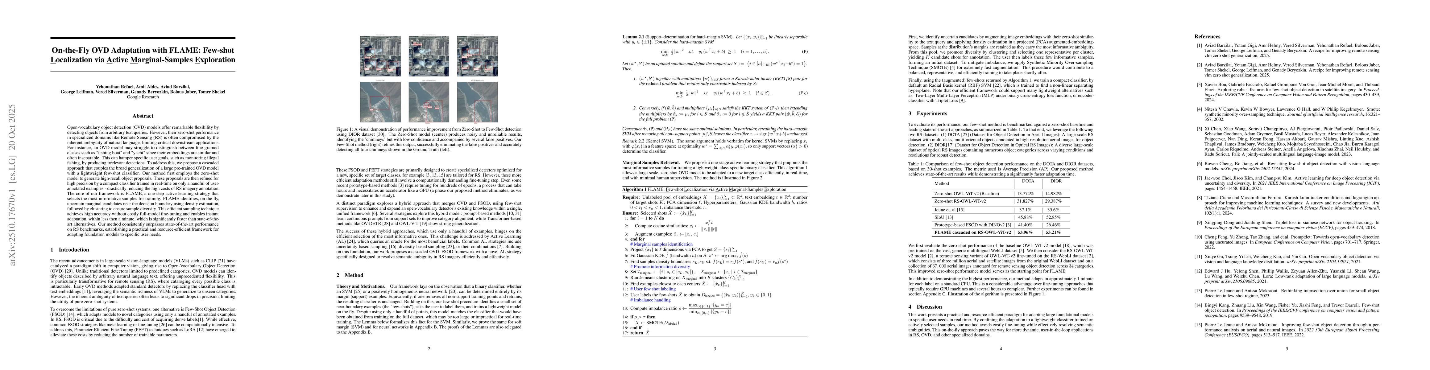 Thumbnail for On-the-Fly OVD Adaptation with FLAME: Few-shot Localization via Active
  Marginal-Samples Exploration