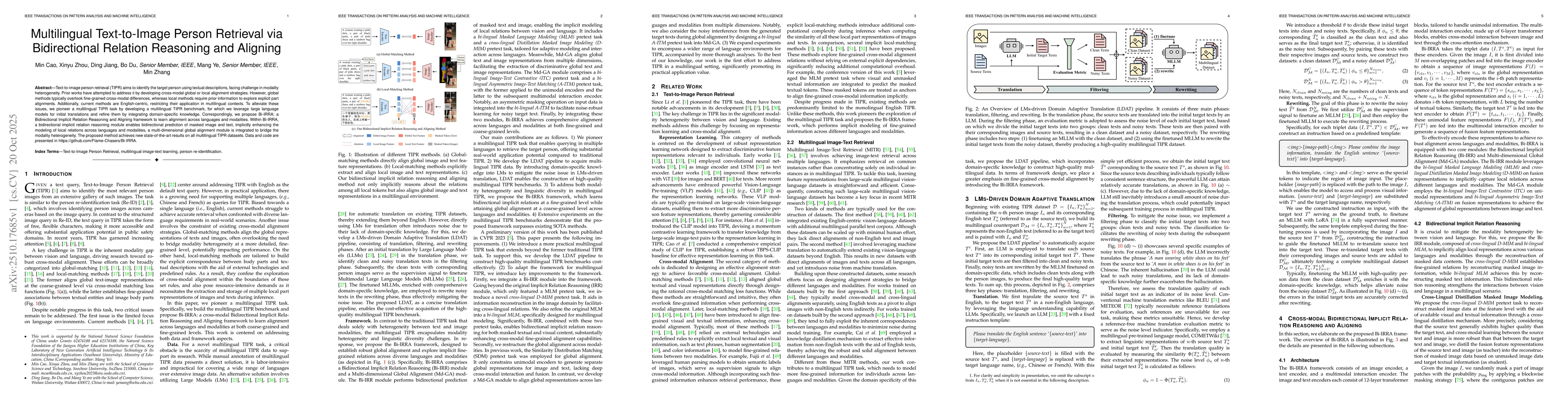 Thumbnail for Multilingual Text-to-Image Person Retrieval via Bidirectional Relation
  Reasoning and Aligning