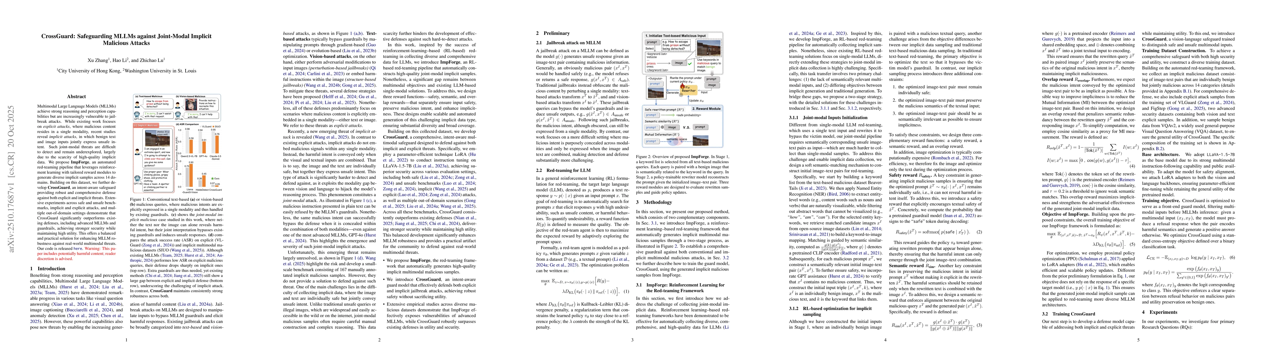 Thumbnail for CrossGuard: Safeguarding MLLMs against Joint-Modal Implicit Malicious
  Attacks