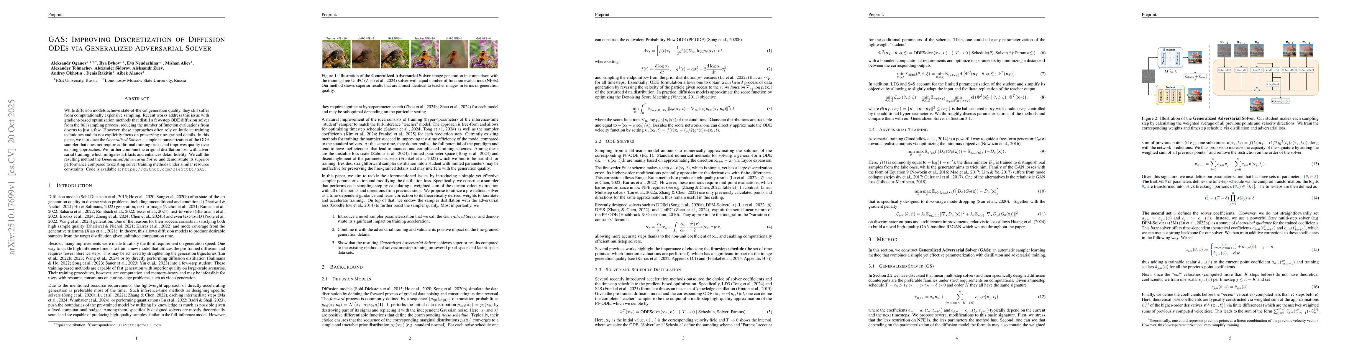 Thumbnail for GAS: Improving Discretization of Diffusion ODEs via Generalized
  Adversarial Solver