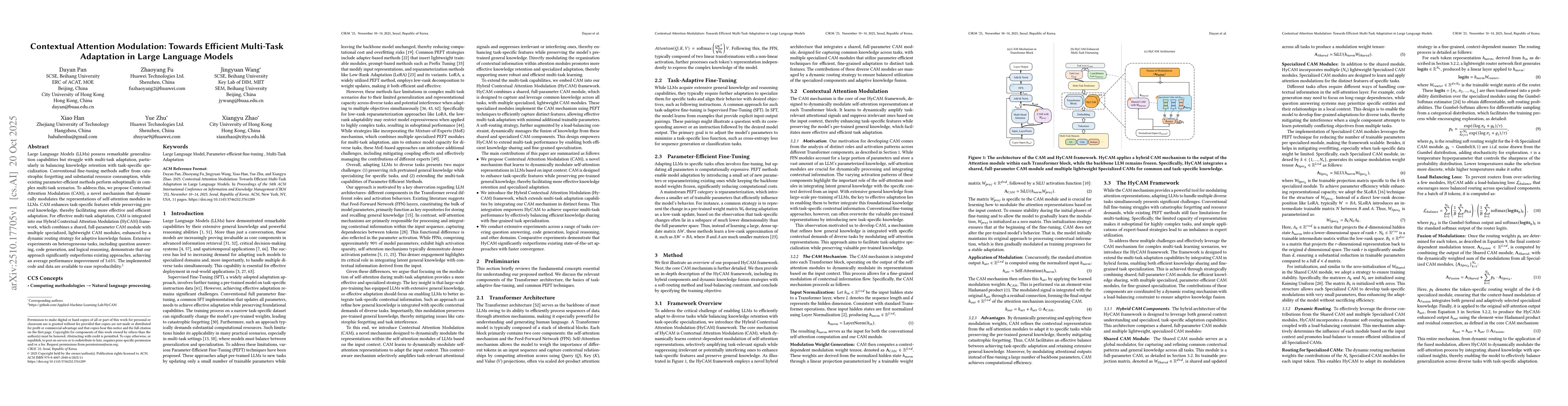 Thumbnail for Contextual Attention Modulation: Towards Efficient Multi-Task Adaptation
  in Large Language Models