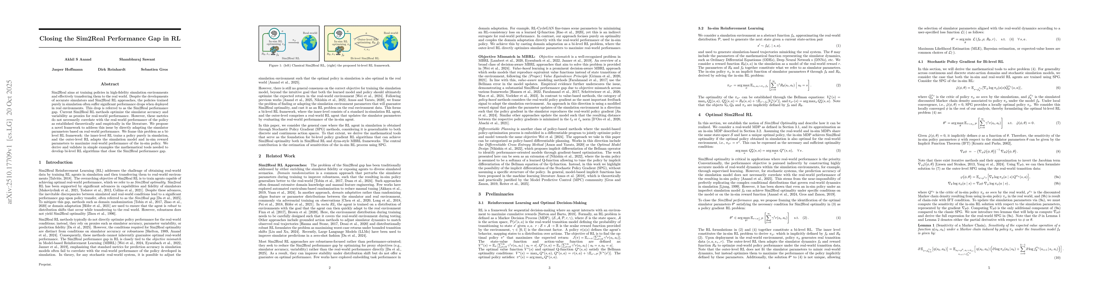 Thumbnail for Closing the Sim2Real Performance Gap in RL