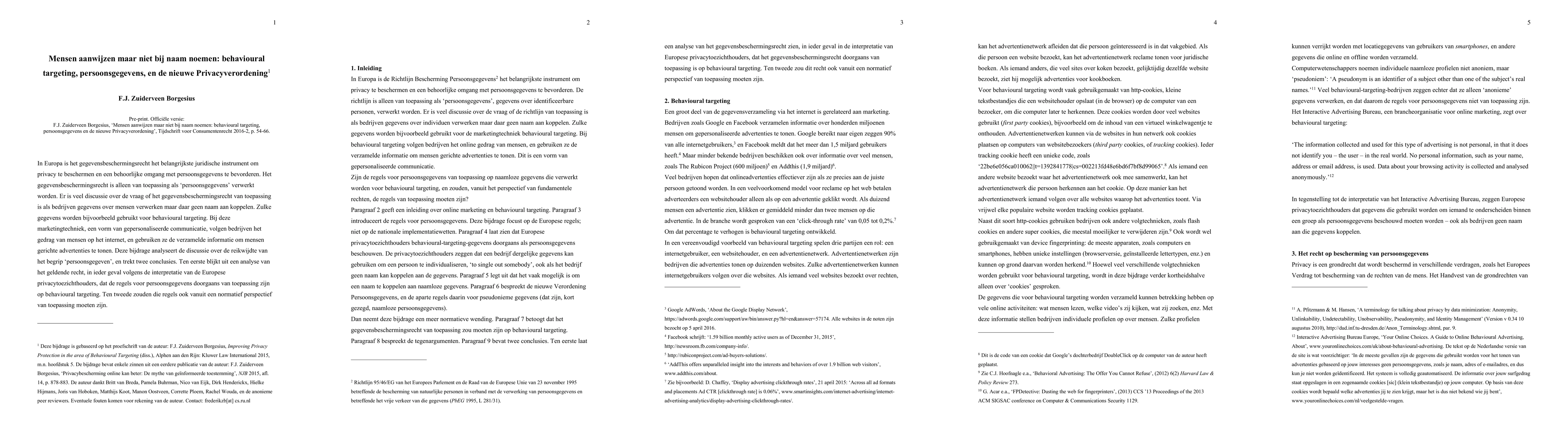 Thumbnail for Mensen aanwijzen maar niet bij naam noemen: behavioural targeting,
  persoonsgegevens, en de nieuwe Privacyverordening