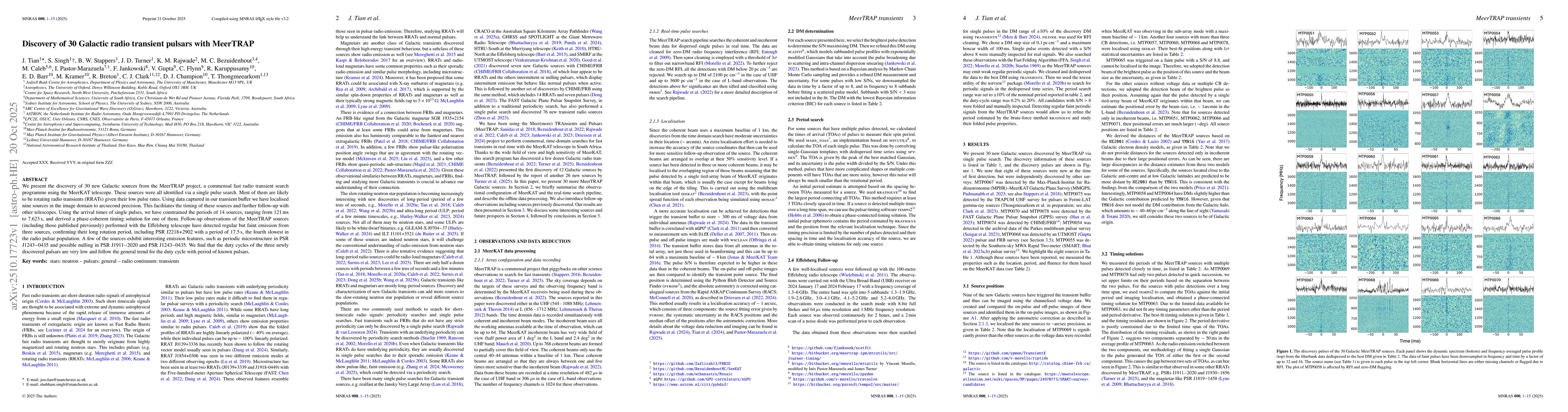 Thumbnail for Discovery of 30 Galactic radio transient pulsars with MeerTRAP
