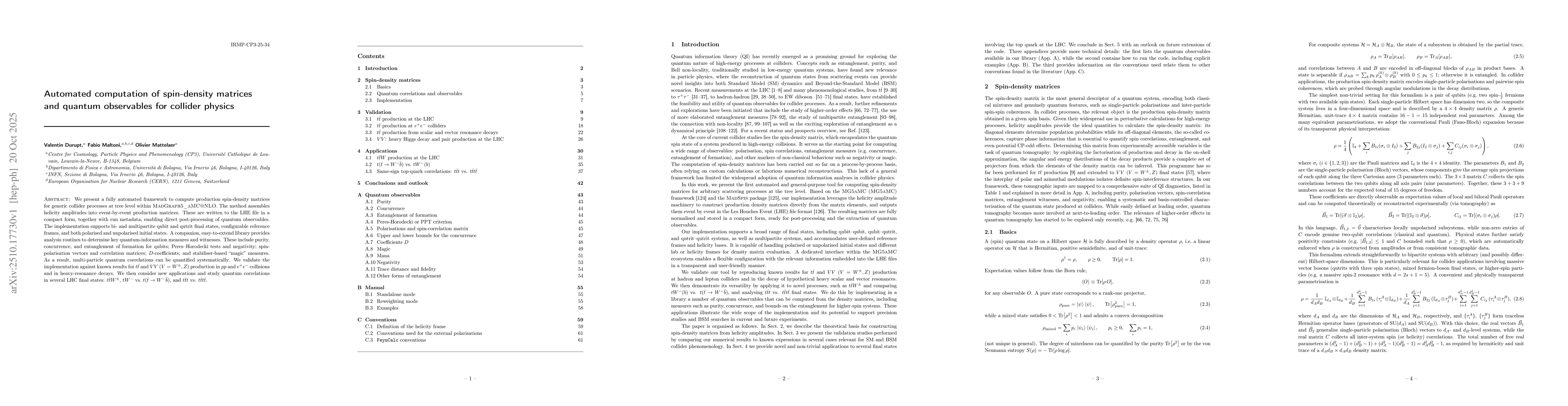 Thumbnail for Automated computation of spin-density matrices and quantum observables
  for collider physics