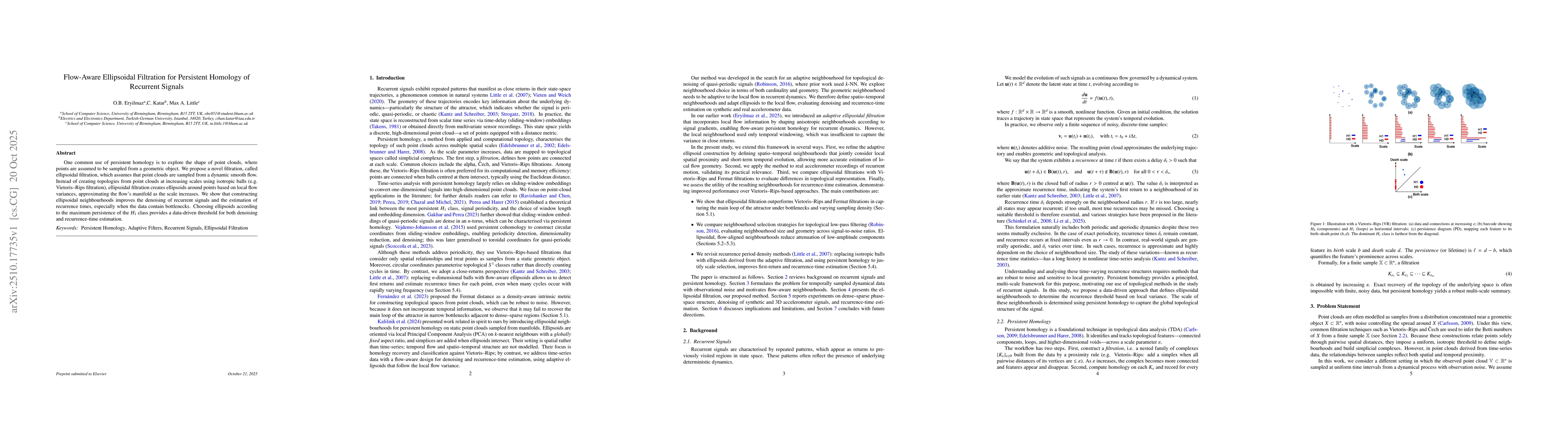 Thumbnail for Flow-Aware Ellipsoidal Filtration for Persistent Homology of Recurrent
  Signals