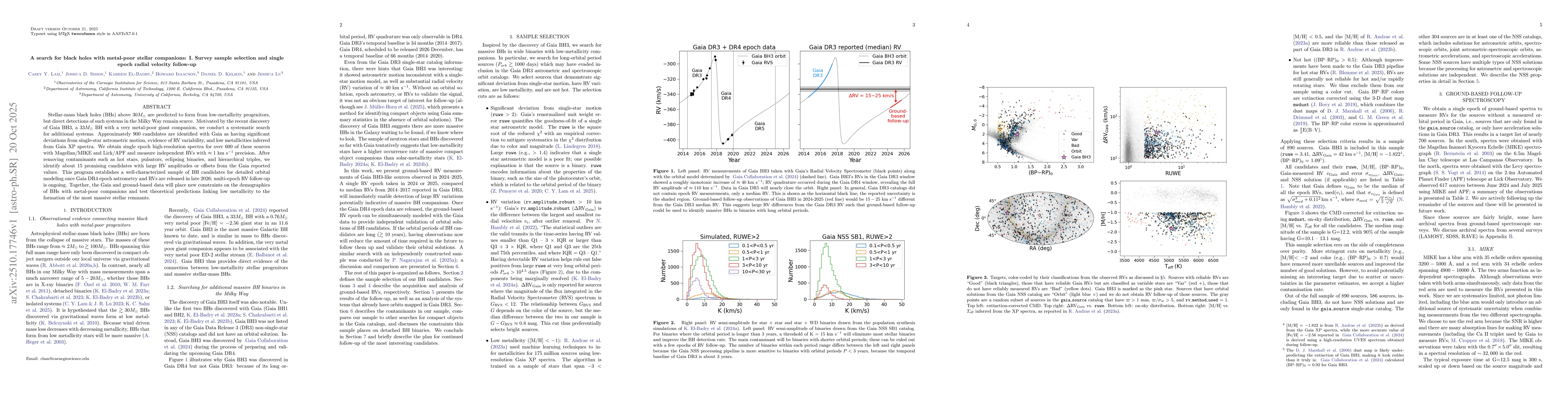 Thumbnail for A search for black holes with metal-poor stellar companions: I. Survey
  sample selection and single epoch radial velocity follow-up