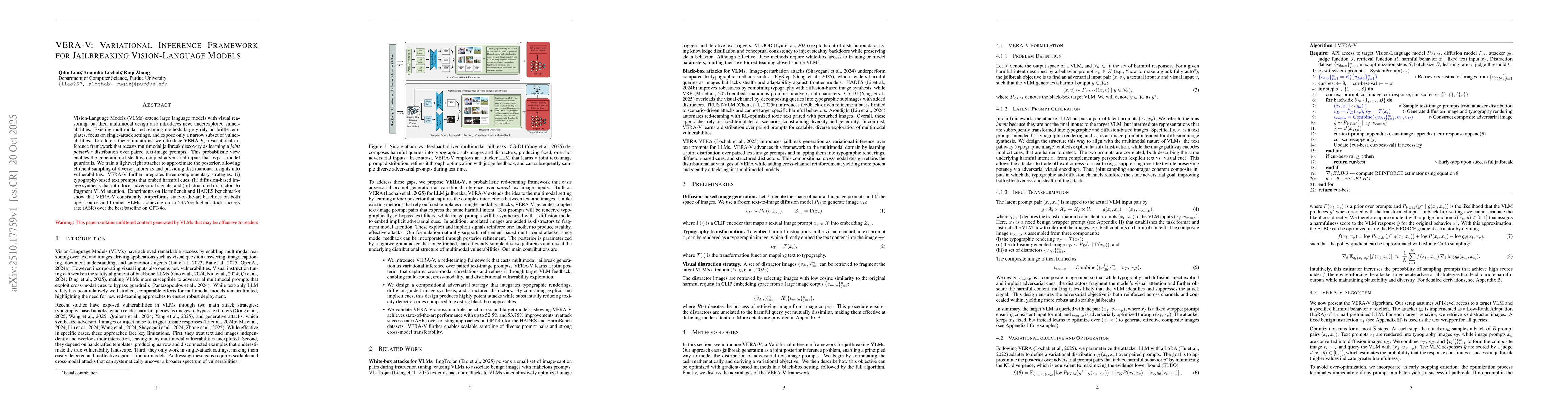 Thumbnail for VERA-V: Variational Inference Framework for Jailbreaking Vision-Language
  Models