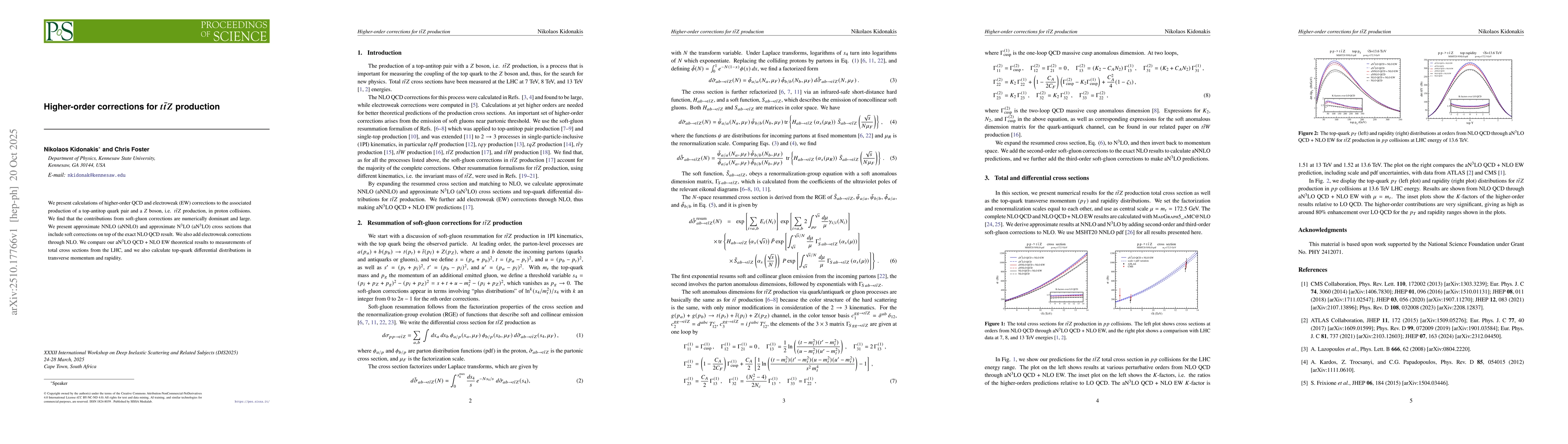 Thumbnail for Higher-order corrections for $t{\bar t}Z$ production