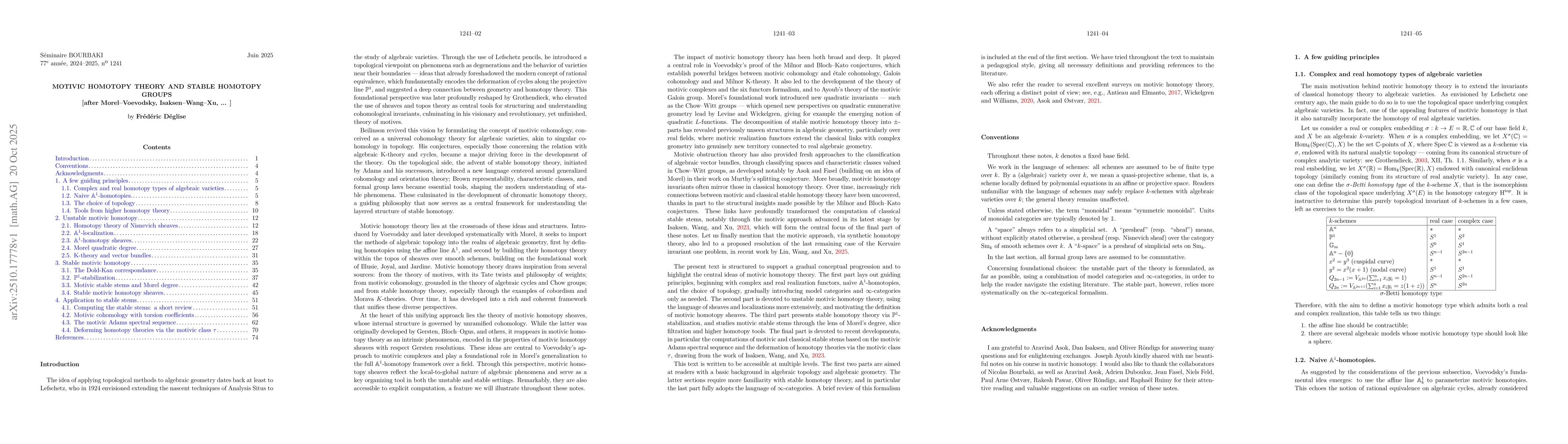 Thumbnail for Motivic homotopy theory and stable homotopy groups