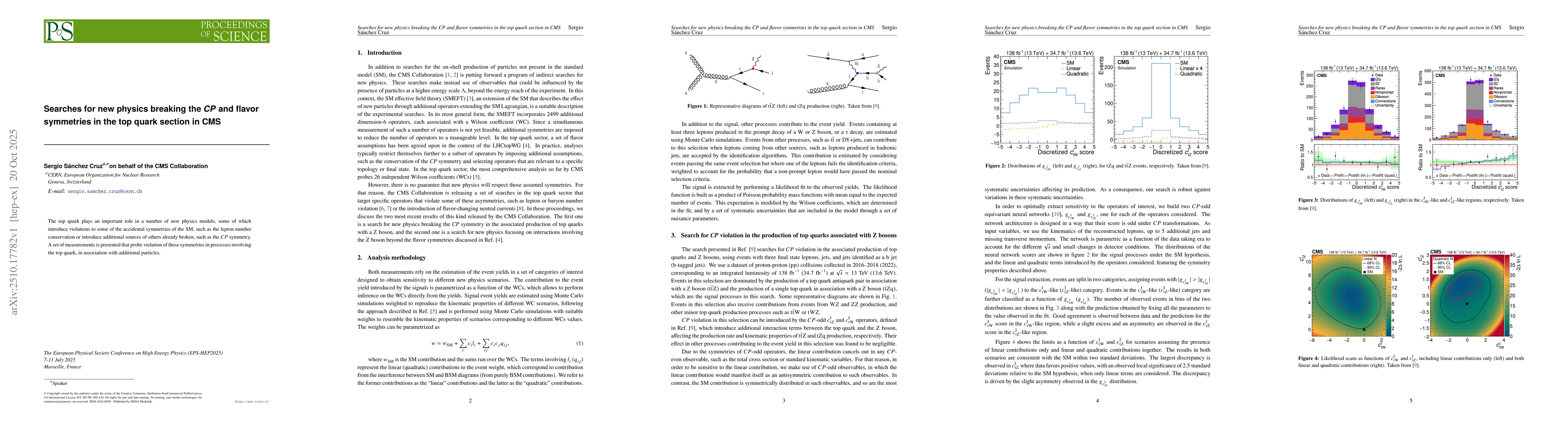 Thumbnail for Searches for new physics breaking the CP and flavor symmetries in the
  top quark sector at CMS