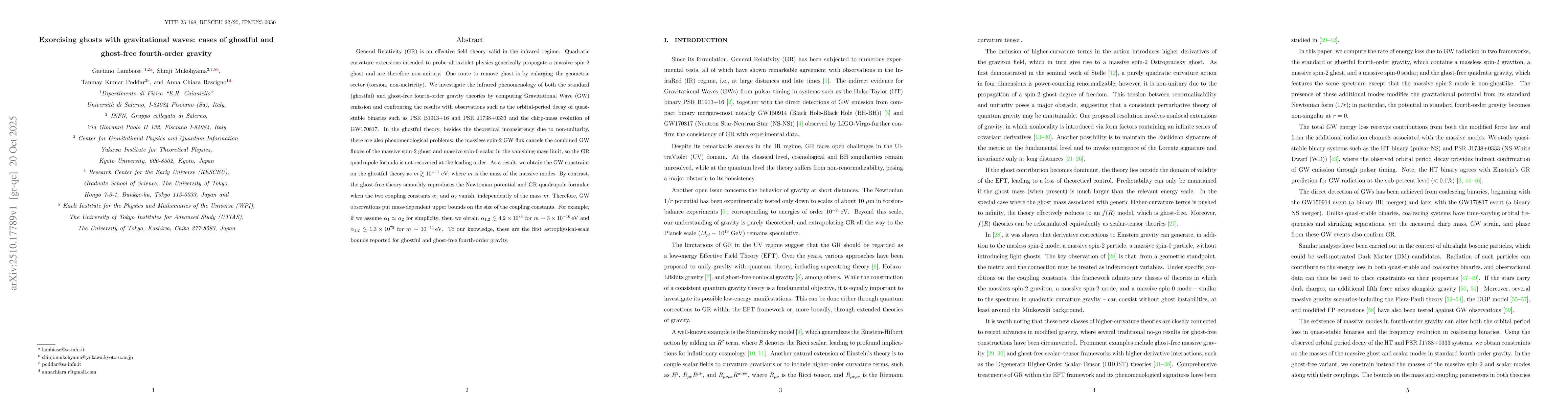 Thumbnail for Exorcising ghosts with gravitational waves: cases of ghostful and
  ghost-free fourth-order gravity