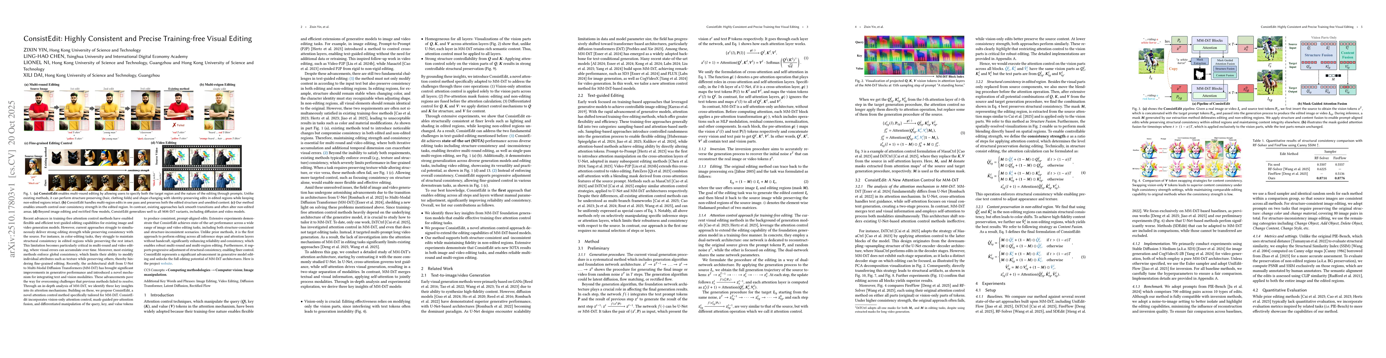 Thumbnail for ConsistEdit: Highly Consistent and Precise Training-free Visual Editing