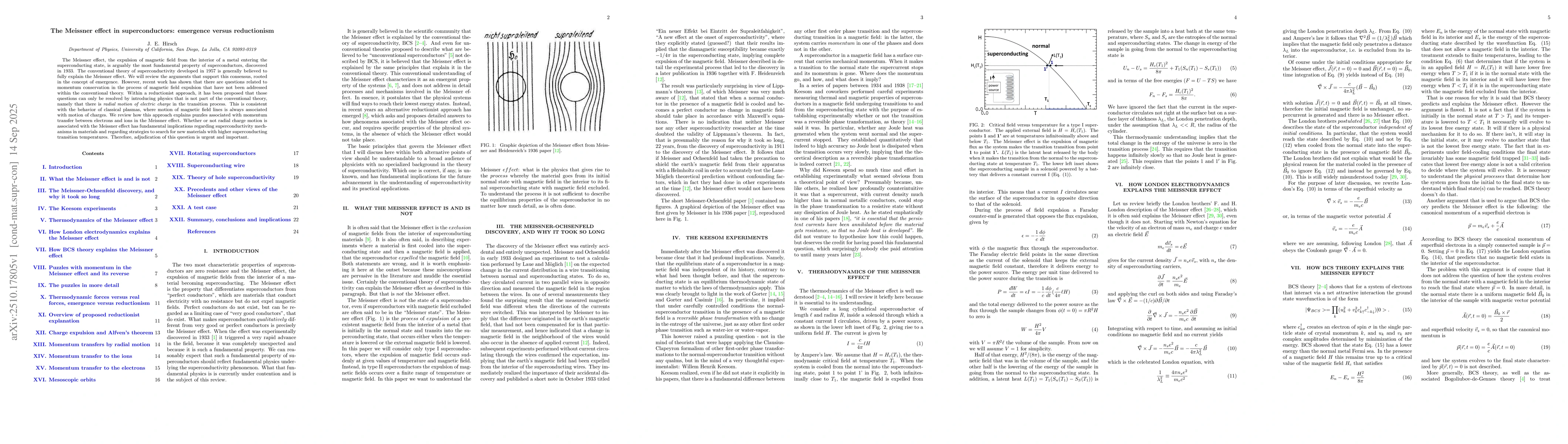 Thumbnail for The Meissner effect in superconductors: emergence versus reductionism