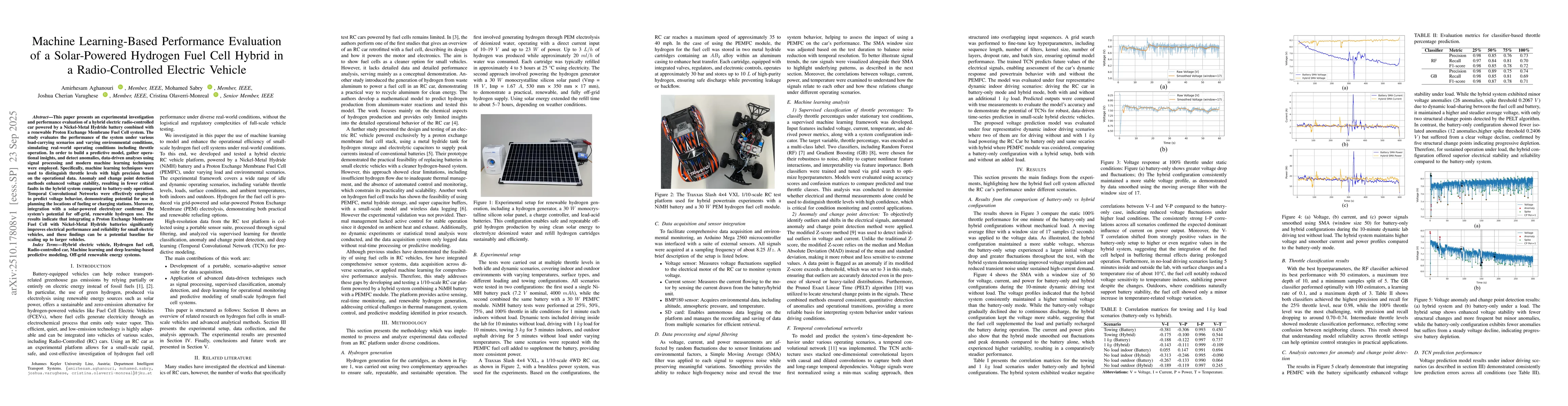 Thumbnail for Machine Learning-Based Performance Evaluation of a Solar-Powered
  Hydrogen Fuel Cell Hybrid in a Radio-Controlled Electric Vehicle