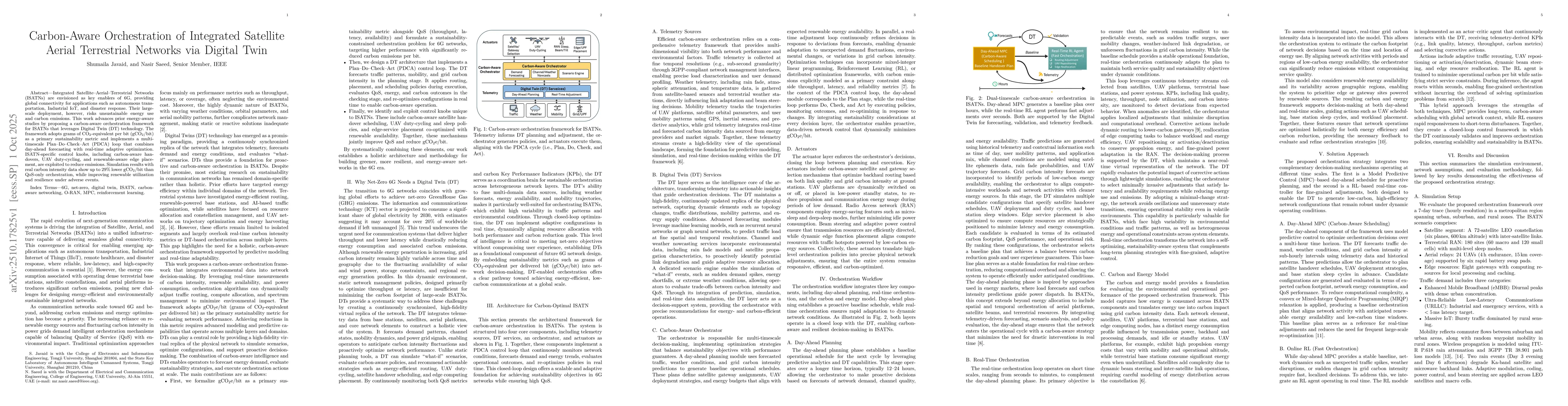 Thumbnail for Carbon-Aware Orchestration of Integrated Satellite Aerial Terrestrial
  Networks via Digital Twin