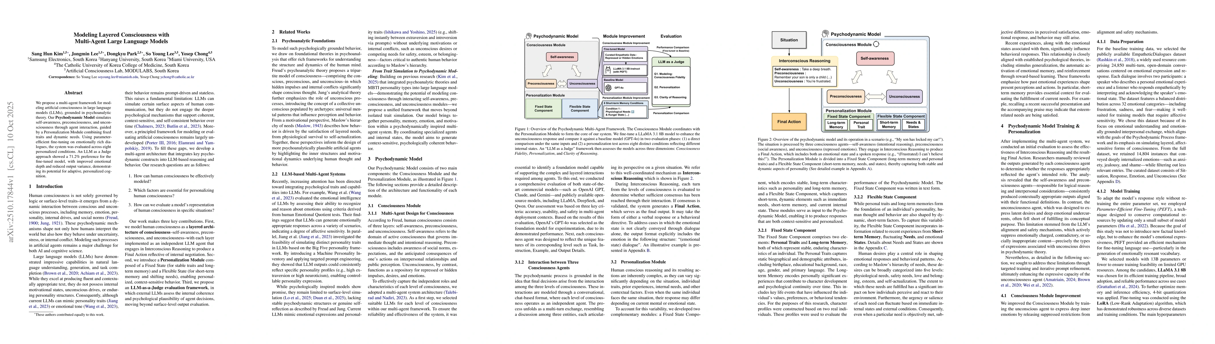 Thumbnail for Modeling Layered Consciousness with Multi-Agent Large Language Models
