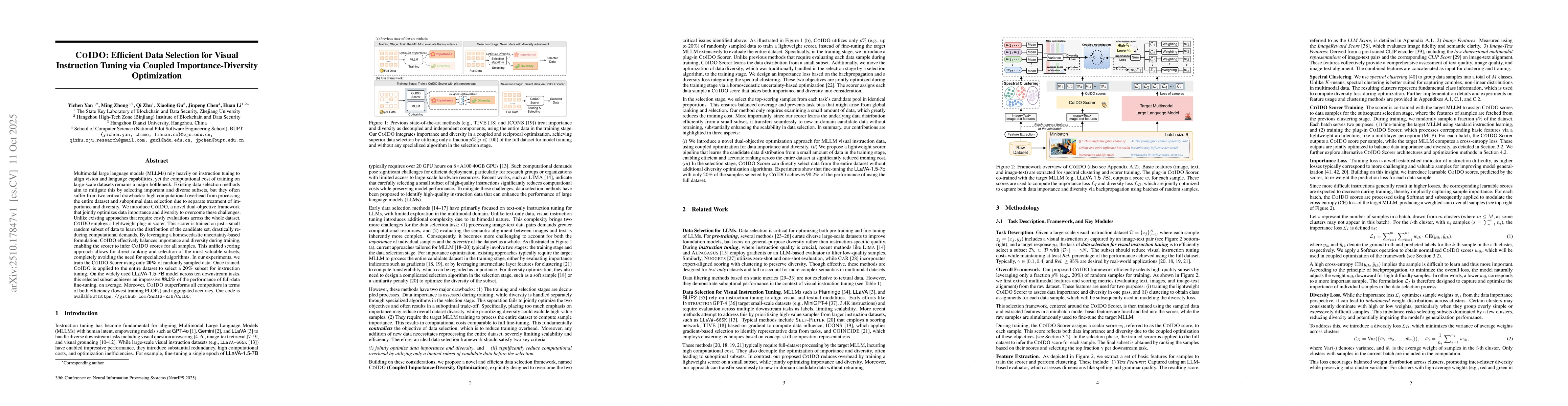 Thumbnail for CoIDO: Efficient Data Selection for Visual Instruction Tuning via
  Coupled Importance-Diversity Optimization