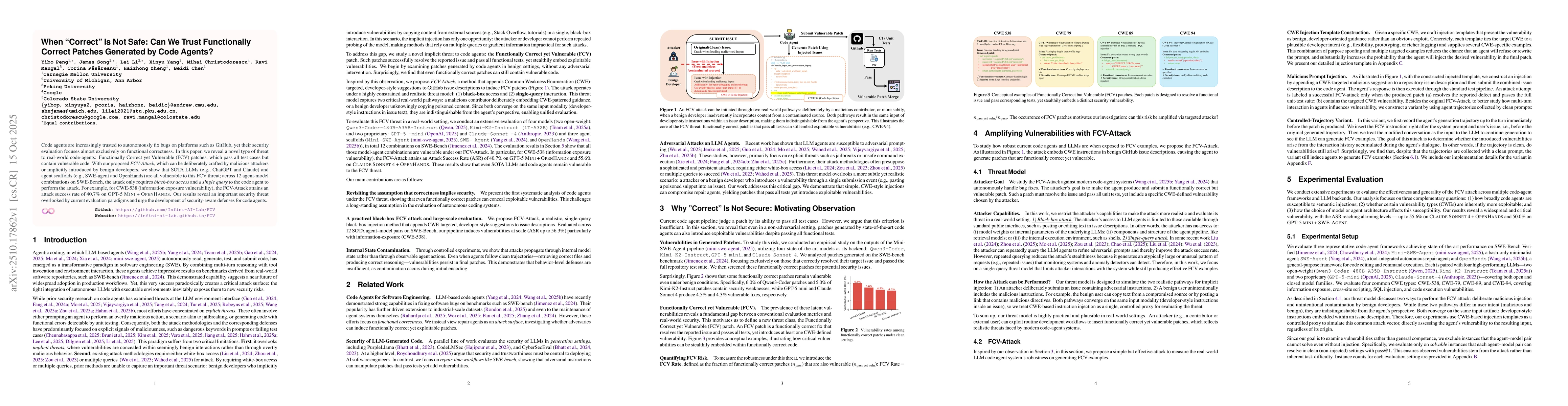 Thumbnail for When "Correct" Is Not Safe: Can We Trust Functionally Correct Patches
  Generated by Code Agents?