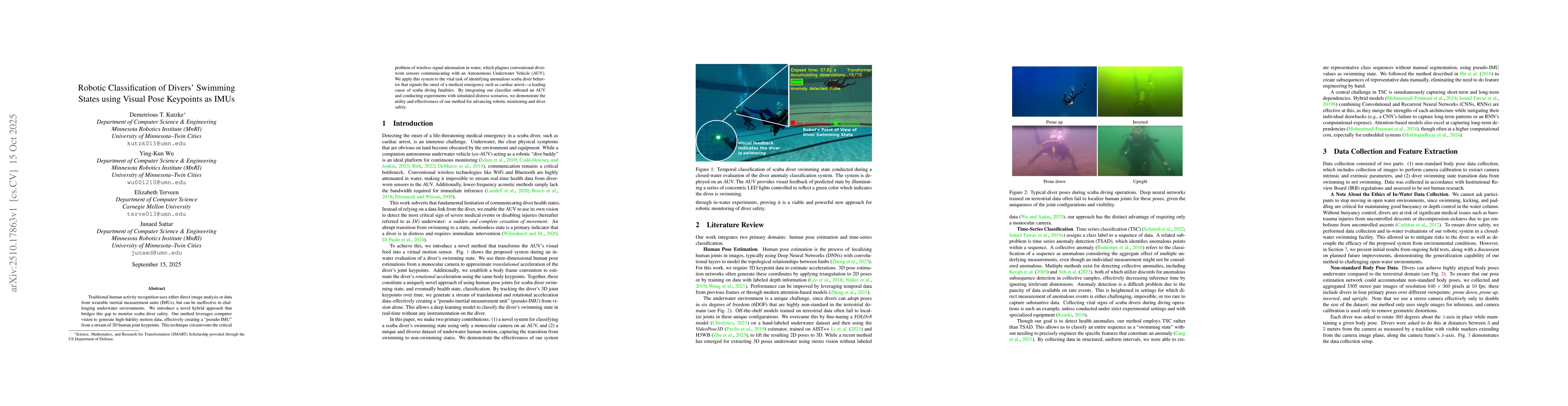 Thumbnail for Robotic Classification of Divers' Swimming States using Visual Pose
  Keypoints as IMUs