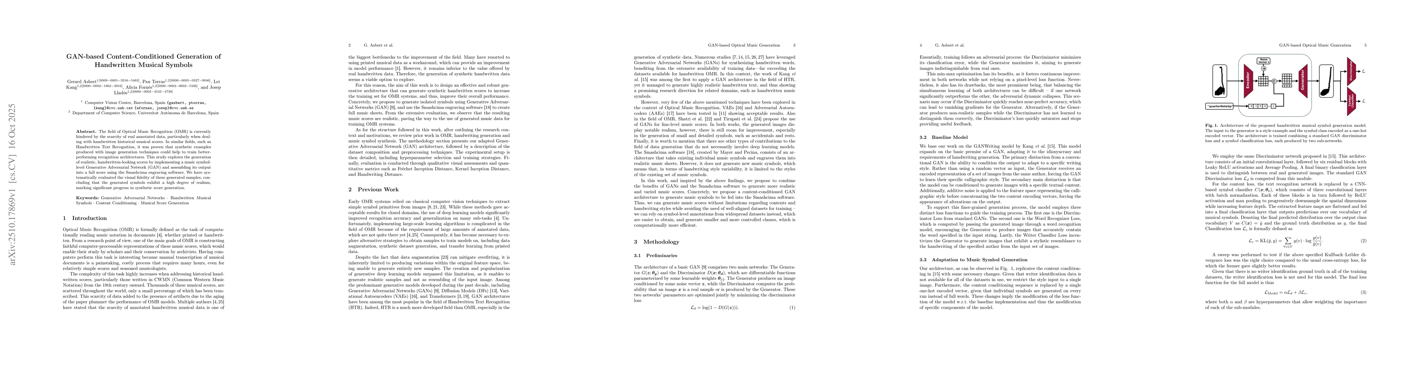 Thumbnail for GAN-based Content-Conditioned Generation of Handwritten Musical Symbols