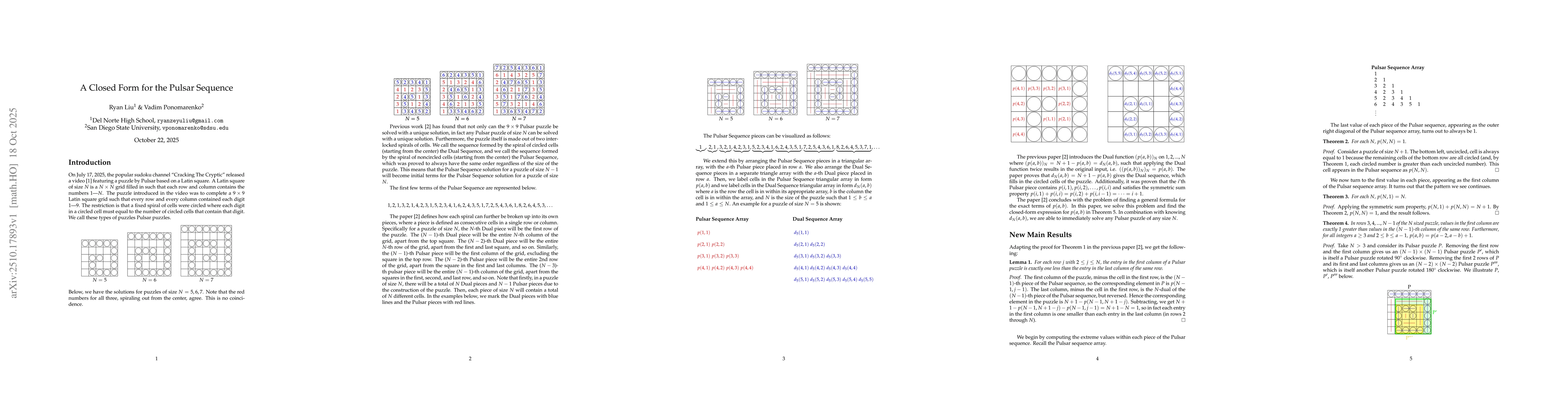 Thumbnail for A Closed Form for the Pulsar Sequence