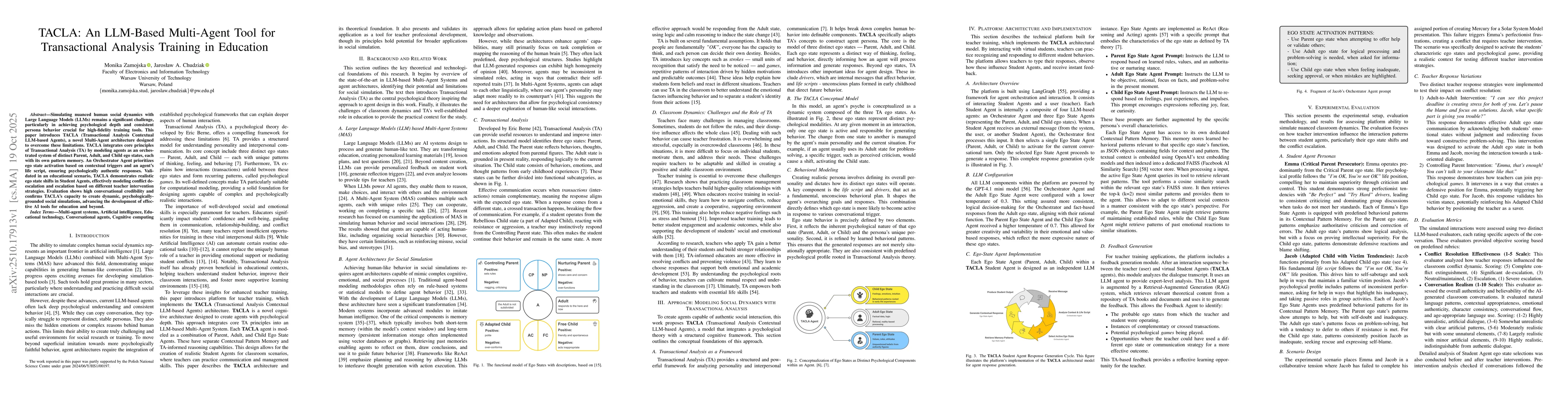 Thumbnail for TACLA: An LLM-Based Multi-Agent Tool for Transactional Analysis Training
  in Education