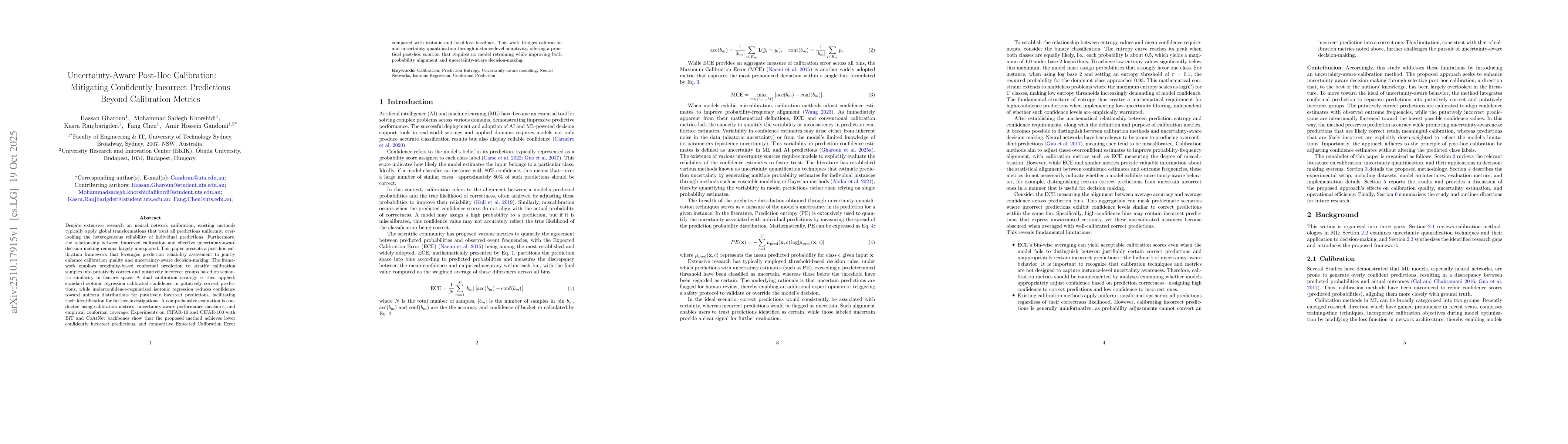 Thumbnail for Uncertainty-Aware Post-Hoc Calibration: Mitigating Confidently Incorrect
  Predictions Beyond Calibration Metrics