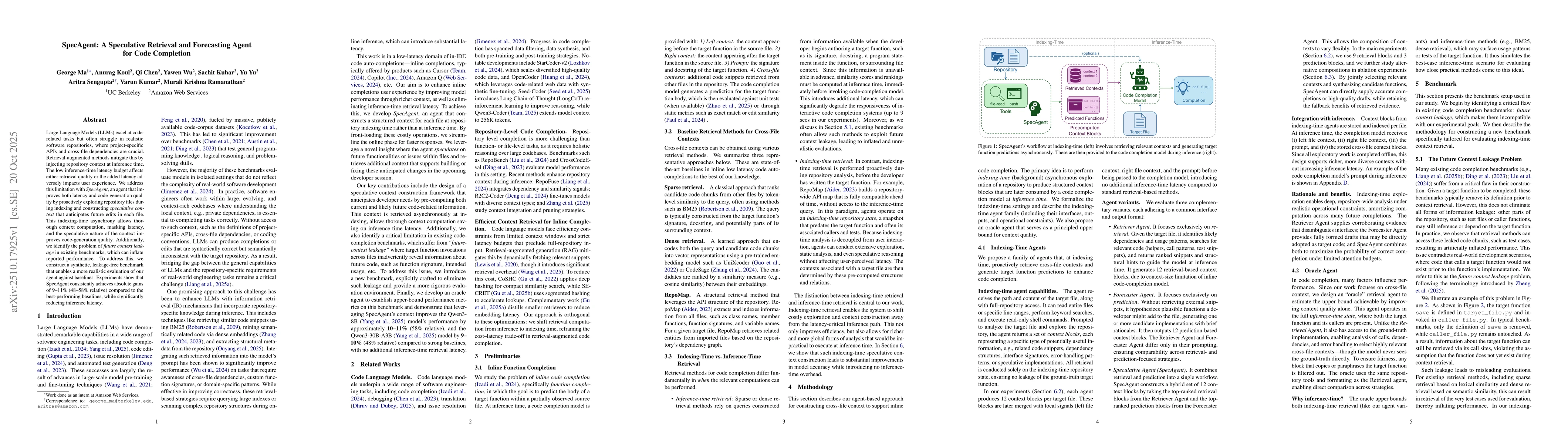 Thumbnail for SpecAgent: A Speculative Retrieval and Forecasting Agent for Code
  Completion