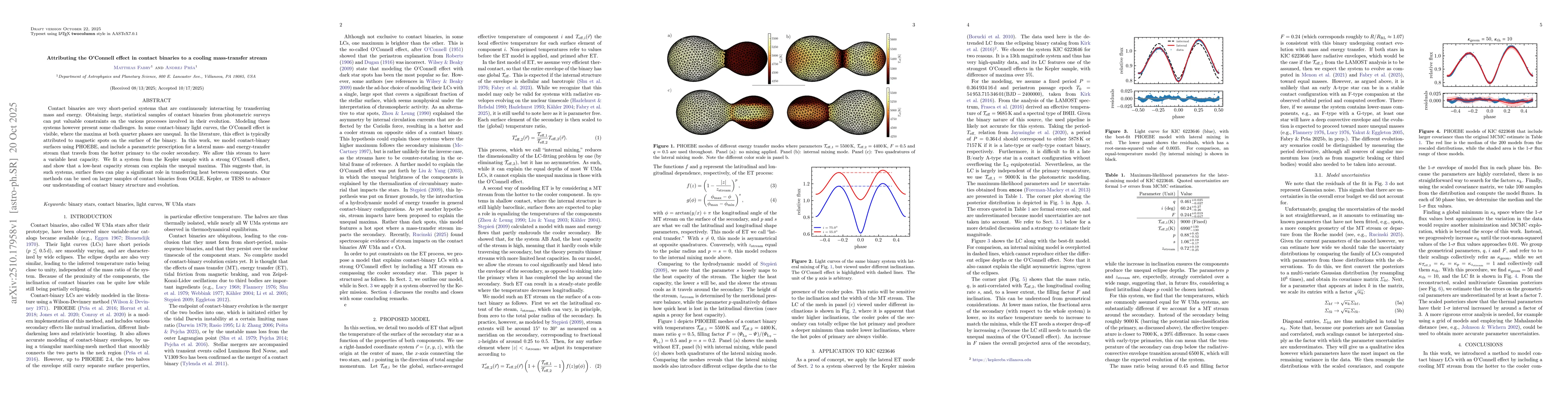 Thumbnail for Attributing the O'Connell effect in contact binaries to a cooling
  mass-transfer stream